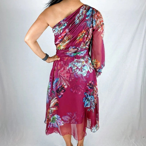 Marchesa Notte Red One-Shoulder Floral Dress $595 - Picture 5 of 11